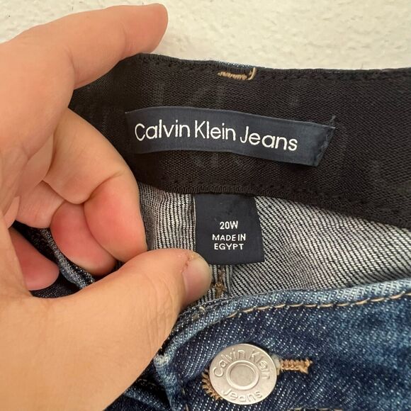 Calvin Klein Jeans Women High Rise Straight Blue Raw Hem Denim Ankle Plus 20W - Picture 2 of 12